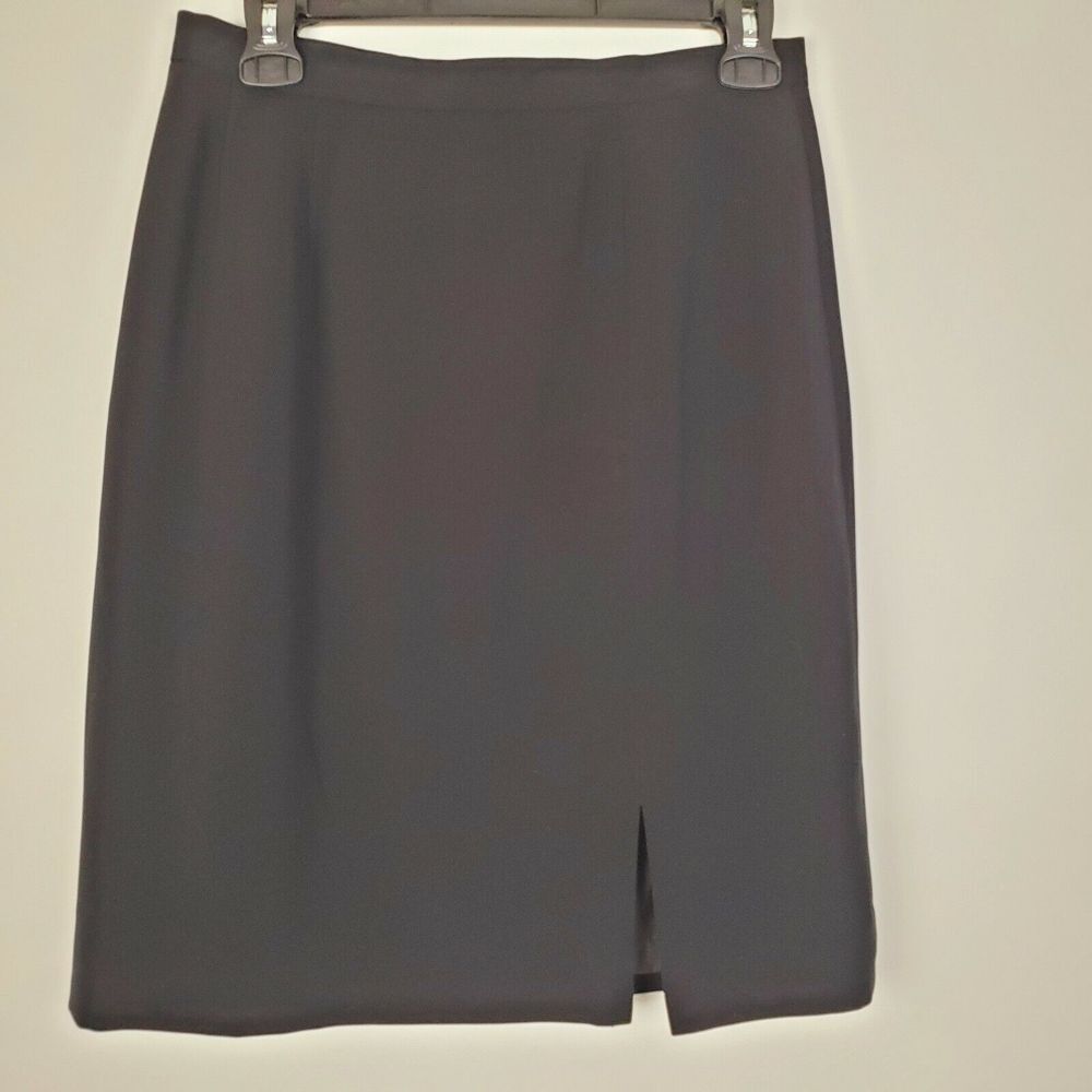 Womens Black Pencil Work Career Skirt Lined Zip Back‎ Size 8P GUC
